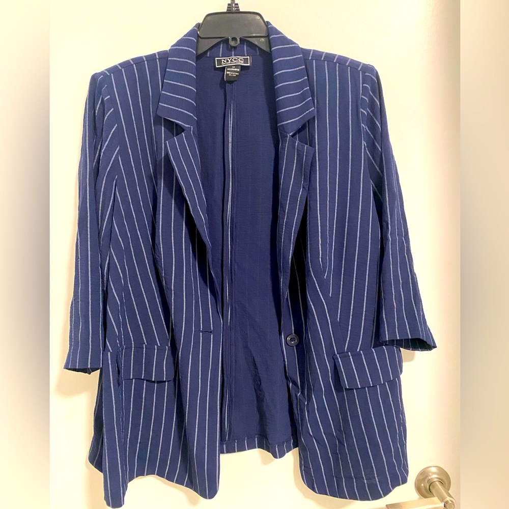 Navy pinstripe blazer